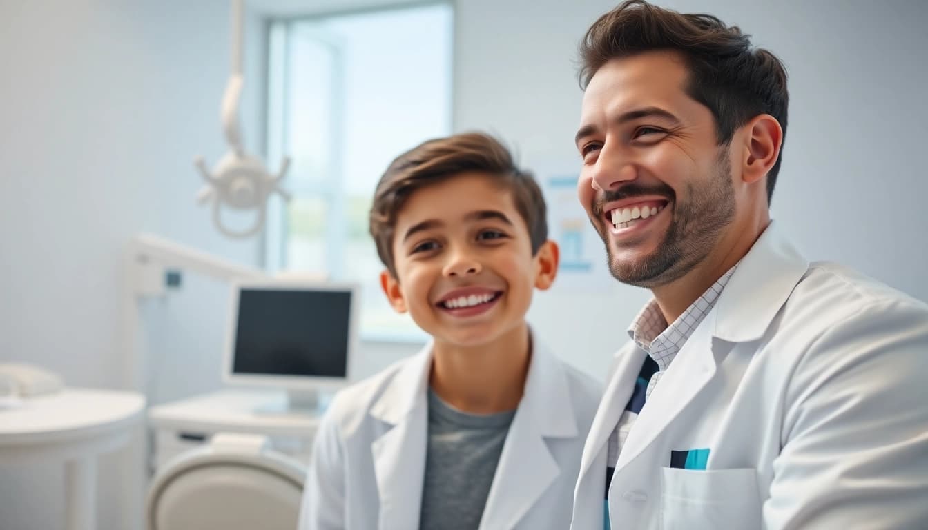 Orthodontist near me caring for a young patient in a modern dental clinic.