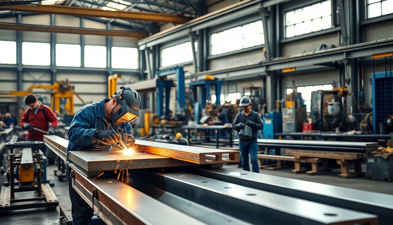 Find expert steel fabricators near me actively working in a modern workshop.