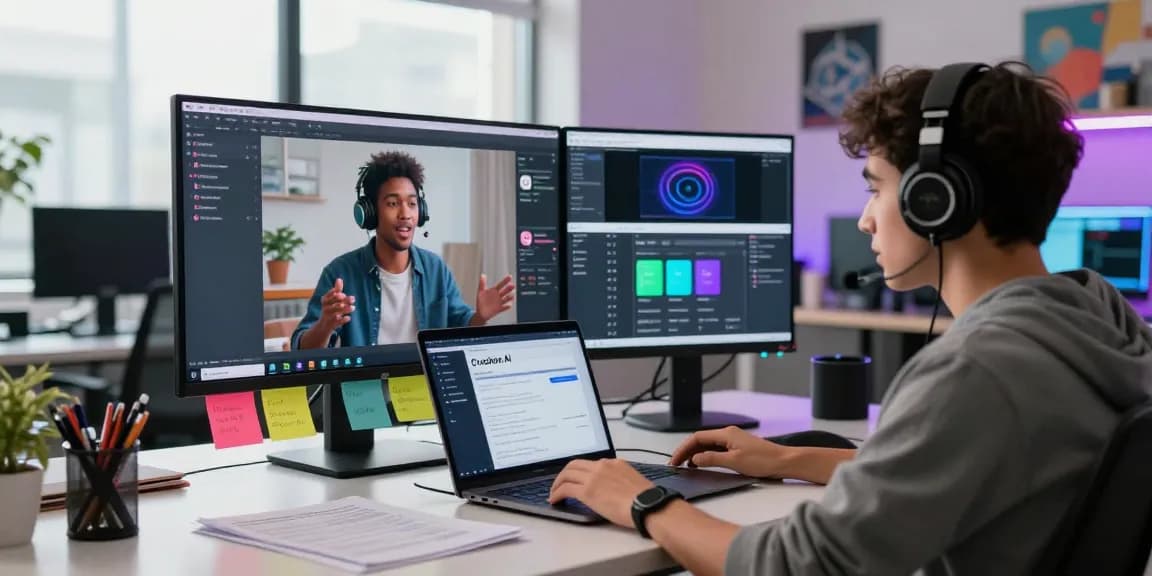 Engaging in Crushon AI conversations in a modern tech workspace, showcasing interactive AI chat features.