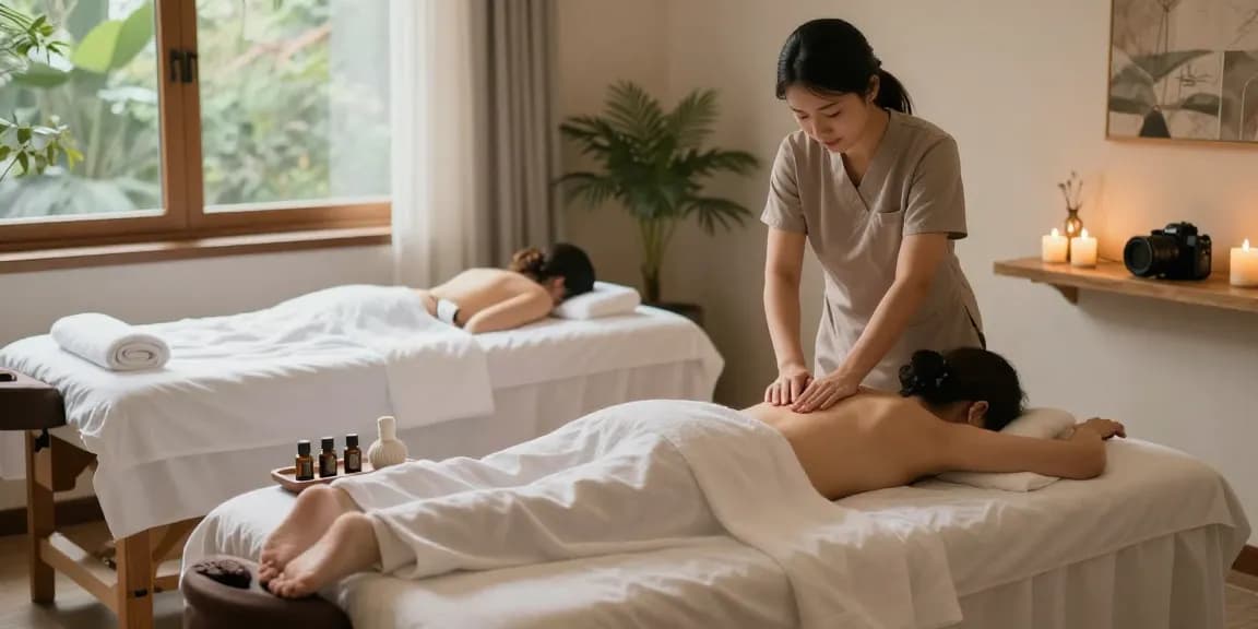 마사지 서비스를 제공하는 평화로운 스파 공간 이미지