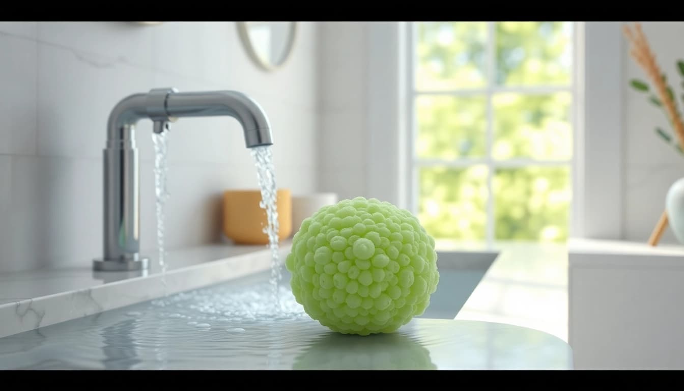 Experience the exfoliating benefits of the best silicone loofah in a serene bathroom setting.