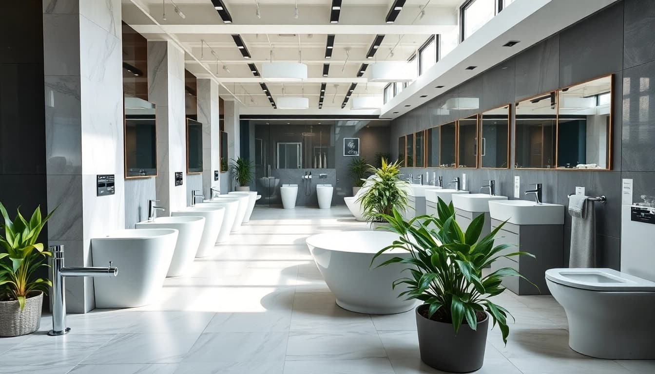 Sonni sanitär GmbH bietet hochwertige Sanitärprodukte in einem modernen Ausstellungsraum an.