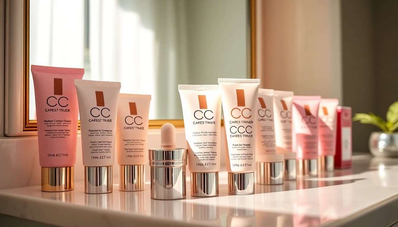 CC cream for oily skin on a stylish vanity with soft lighting
