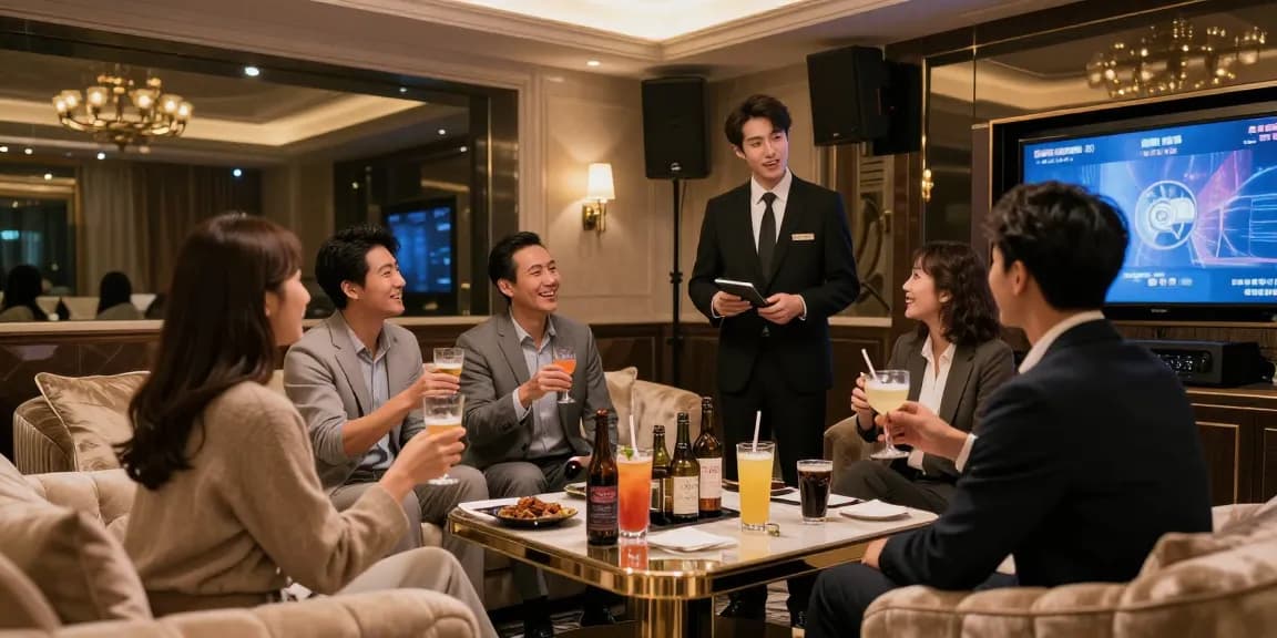 강남구구단에서의 세련된 분위기와 프리미엄 서비스를 경험하는 장면