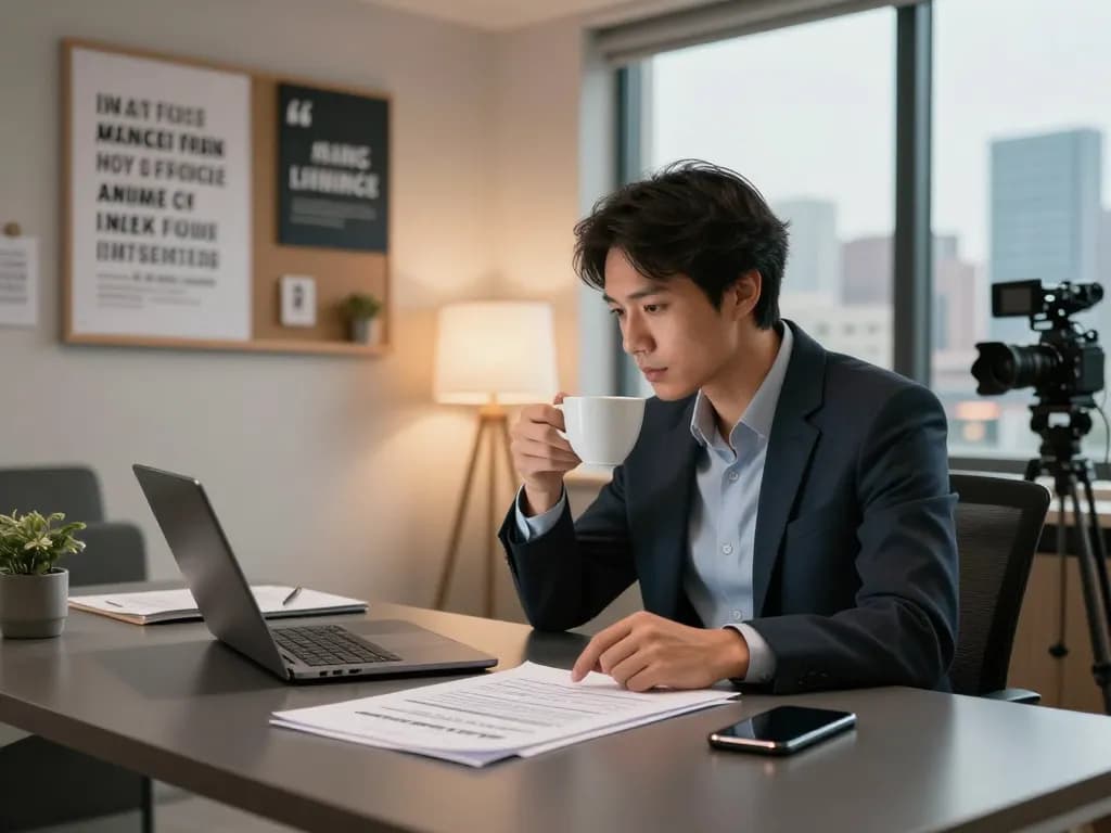 生産的な起業家が現代的な環境で働く、手頃なバーチャルオフィス浜松町安いの選択肢を示すバーチャルオフィスのシーン。