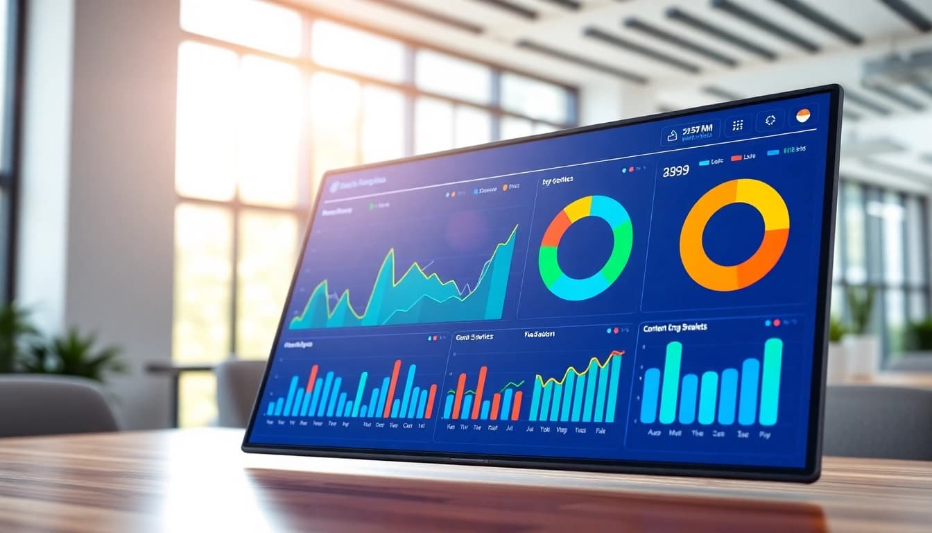 Visualize how to track content engagement with vivid analytics displayed on a digital dashboard.