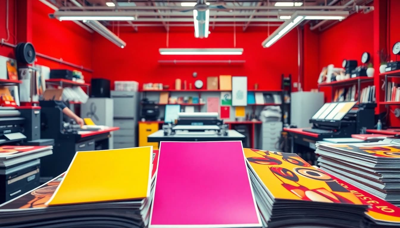 Showcasing vibrant materials at a custom print shop Edmonton that highlights creativity and professionalism.