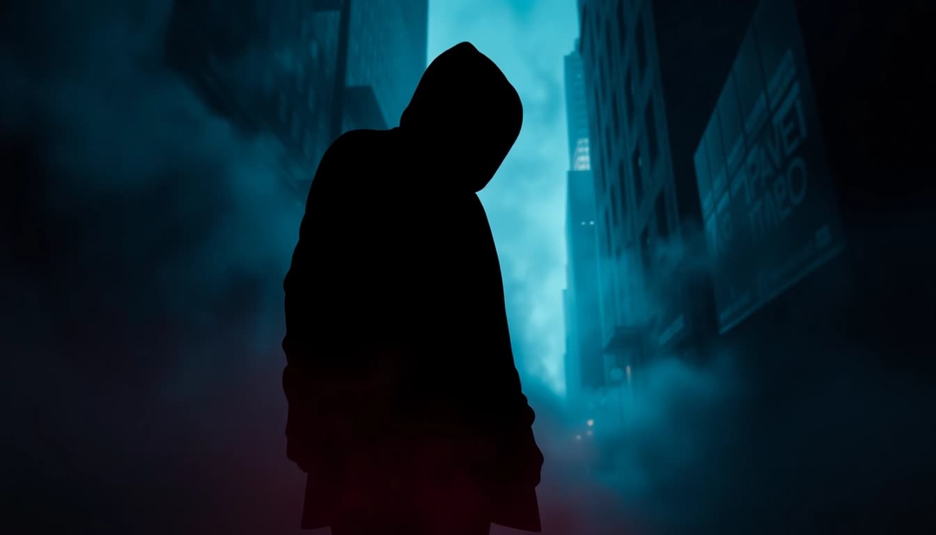 Engage with a gripping thriller book featuring a shadowy figure immersed in suspense.