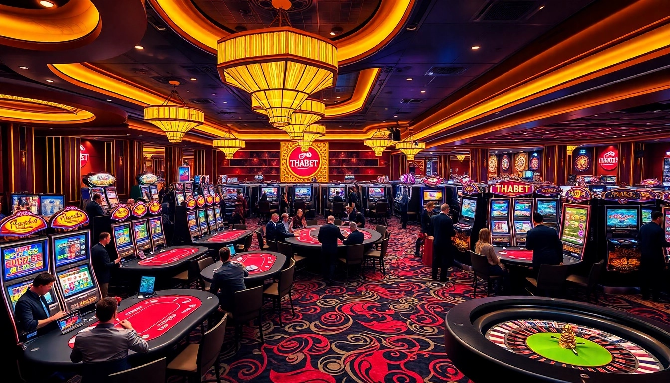 Experience the thrill of gambling at THABET, where vibrant gaming tables and slot machines await.