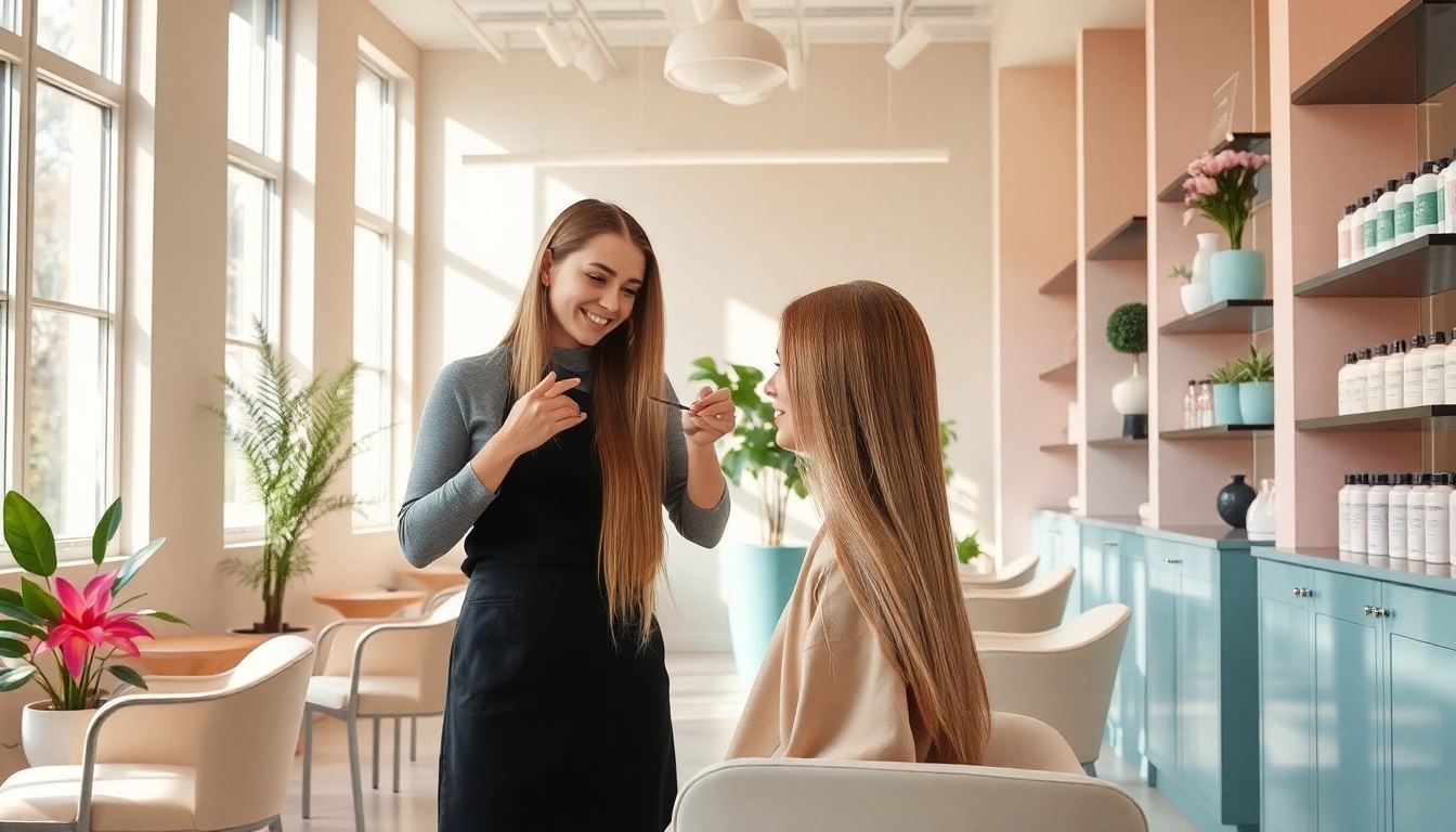Experience a professional haircut and highlights at Omnia Salon in a chic, inviting atmosphere.