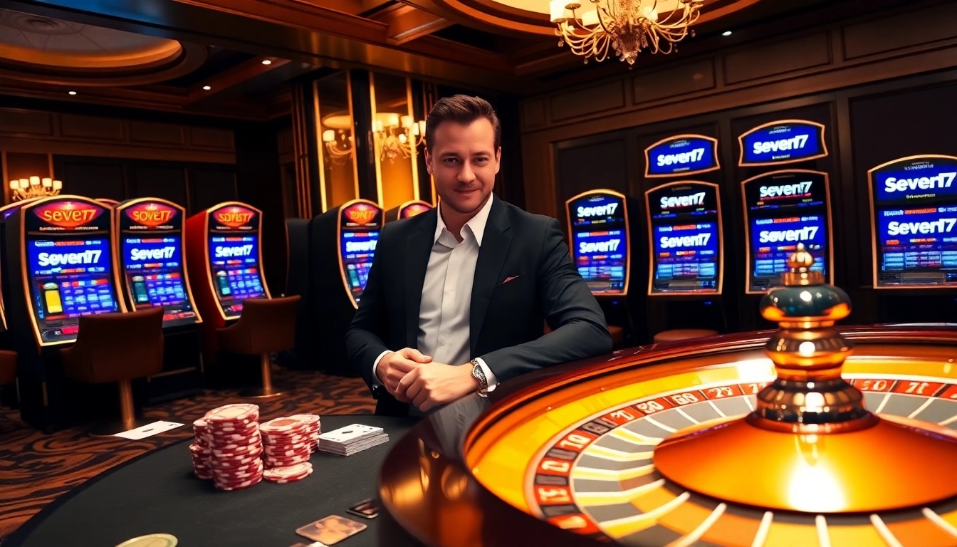 Experience the thrill of seven77 at an elegant casino table with vibrant poker chips and cards.