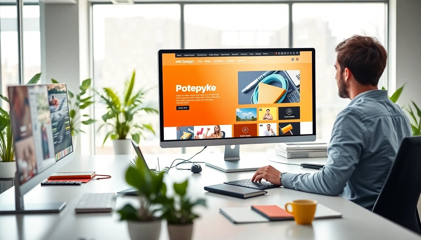 Showcasing creative Web Design Hereford workspace with a designer developing a website prototype.