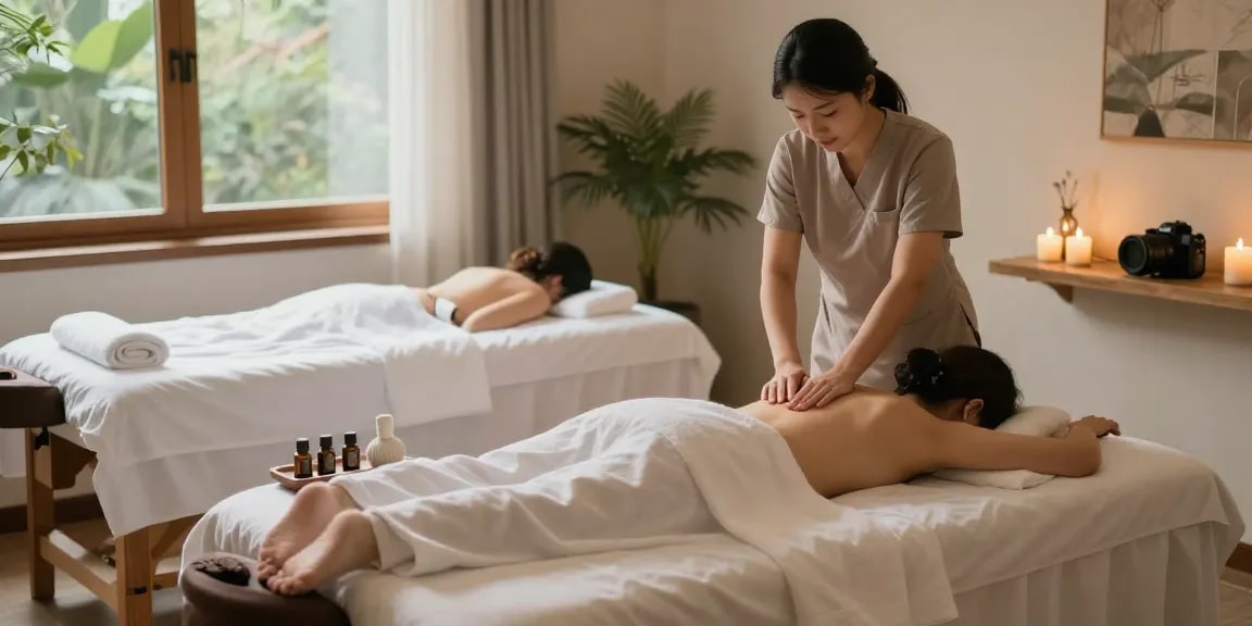 마사지 서비스를 제공하는 평화로운 스파 공간 이미지