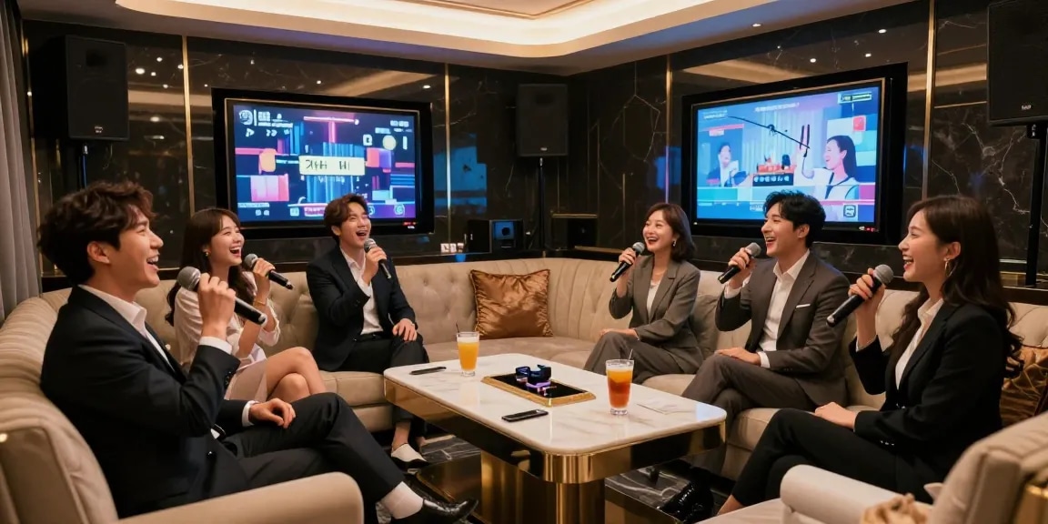 강남구구단의 프리미엄 카라오케 공간에서 즐거운 시간을 보내는 고객들의 모습