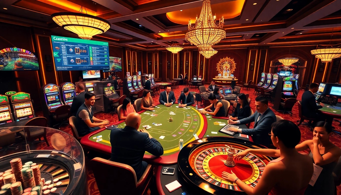 Eager gamblers at https://lode88uk.com/ enjoying a vibrant casino atmosphere with engaging games and excitement.