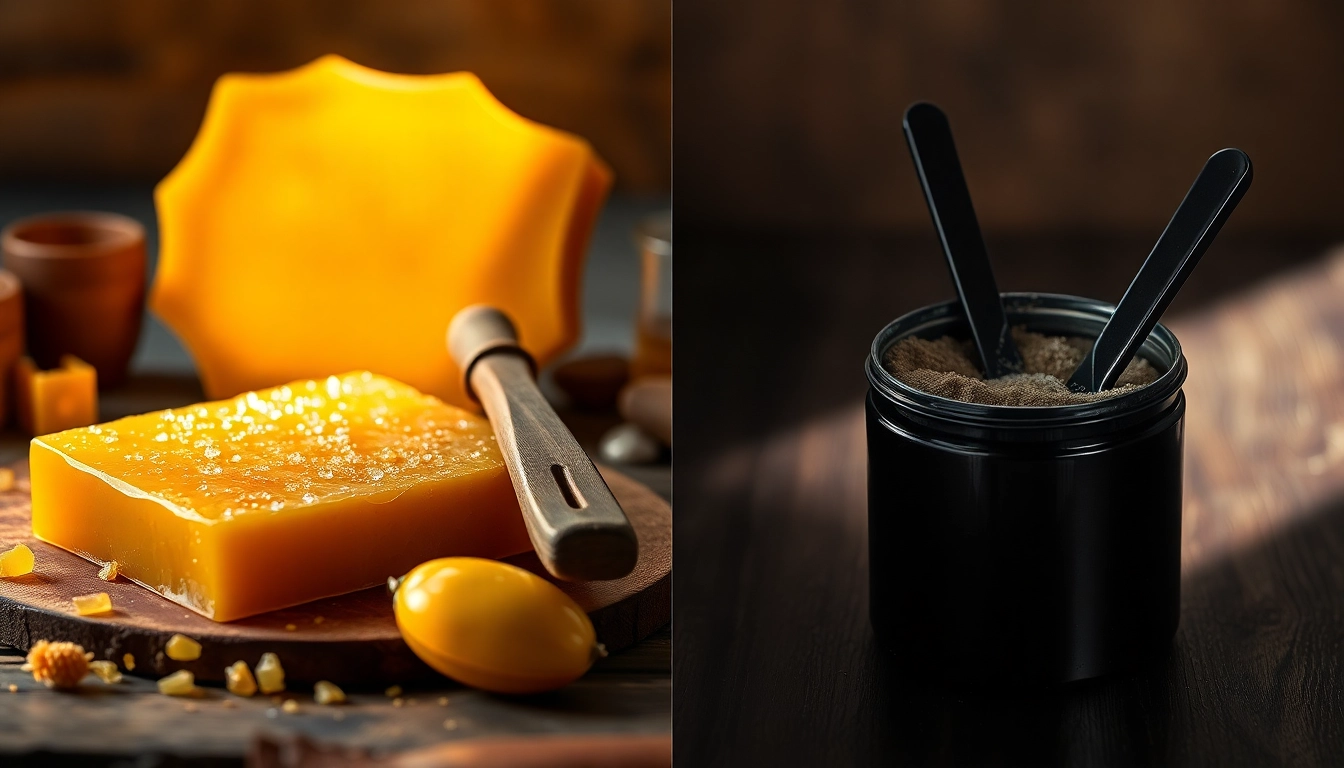 Compare Beeswax vs. Petroleum-based leather dressings showing natural beeswax and synthetic dressing.