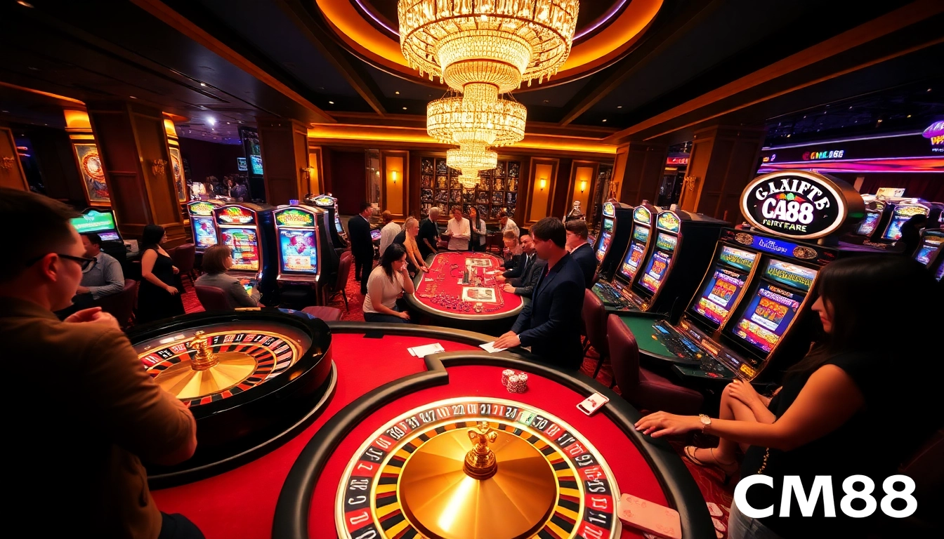 Experience thrill of gambling at CM88 with vibrant casino tables and exciting winning moments.