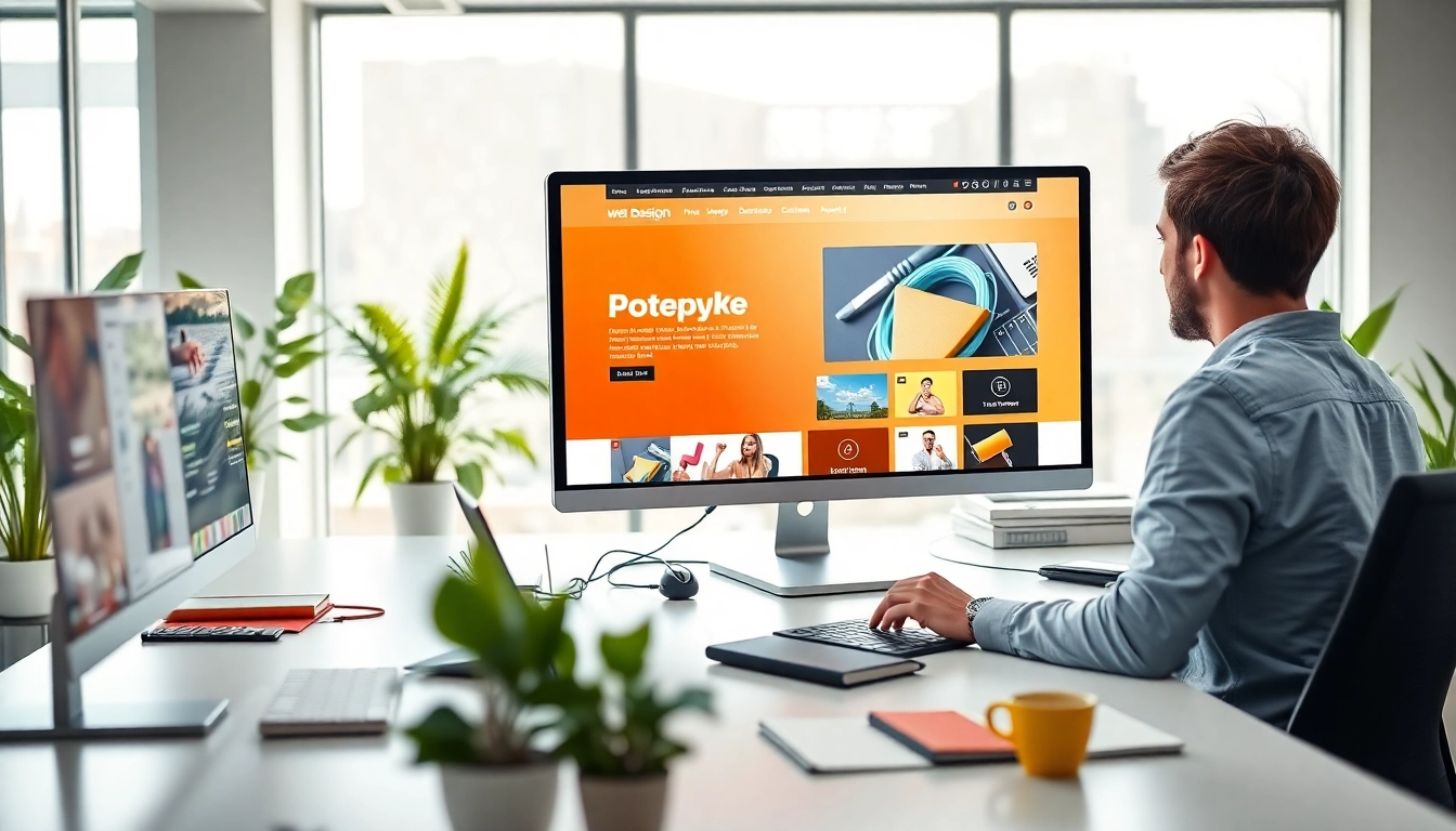 Showcasing creative Web Design Hereford workspace with a designer developing a website prototype.