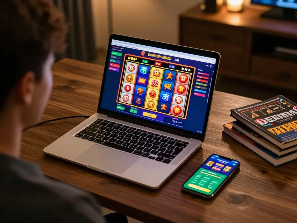 Engaging online gaming session with slot deposit 2rb on screen, showcasing vibrant gameplay.