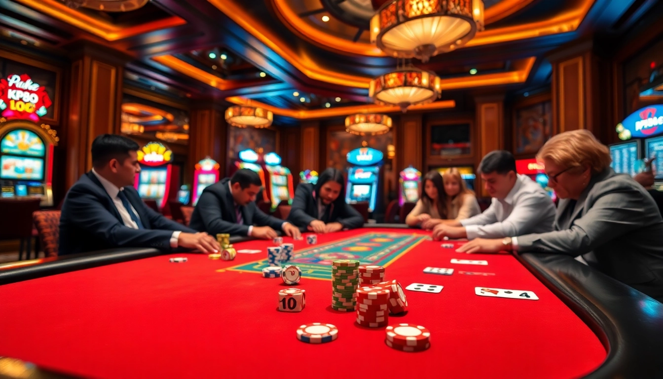 Experience the thrilling atmosphere of kp88 with vibrant poker action and luxurious casino elements.