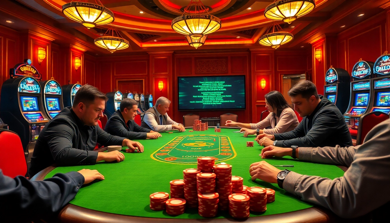 Gambling at a high-stakes poker table featuring hidden wiki onion links, showcasing vibrant chips and intense players.