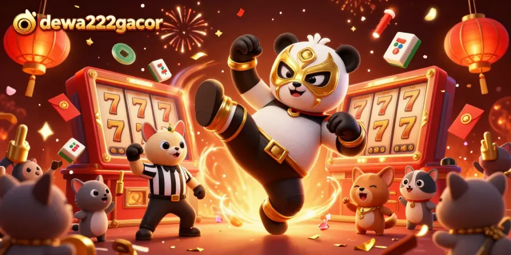 Engage in thrilling action at dewa222gacor with a colorful 3D casino illustration highlighting animated fun and dynamic gameplay.