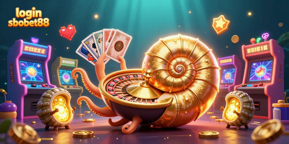 Engage with the dynamic login sbobet88 experience through a vibrant 3D casino illustration.
