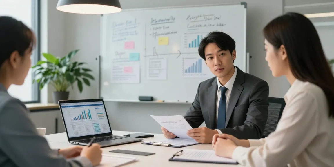 개인회생 상담을 하는 변호사와 고객의 전문적인 회의 장면