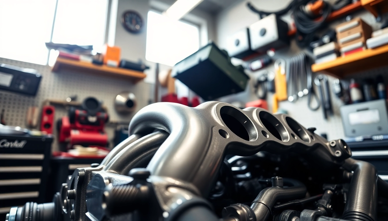 Showcasing the RVNG B58 Intake Manifold Block-Off in a well-lit automotive workshop.