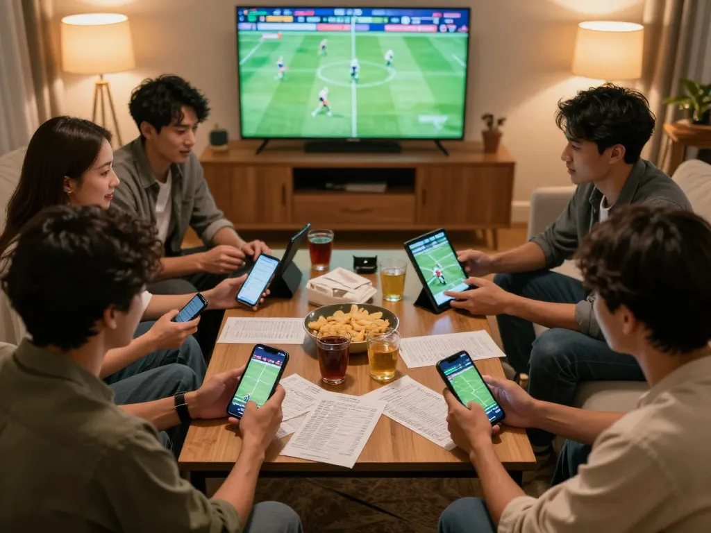 Situs parlay enhances the sports betting experience for friends enjoying a live match at home.