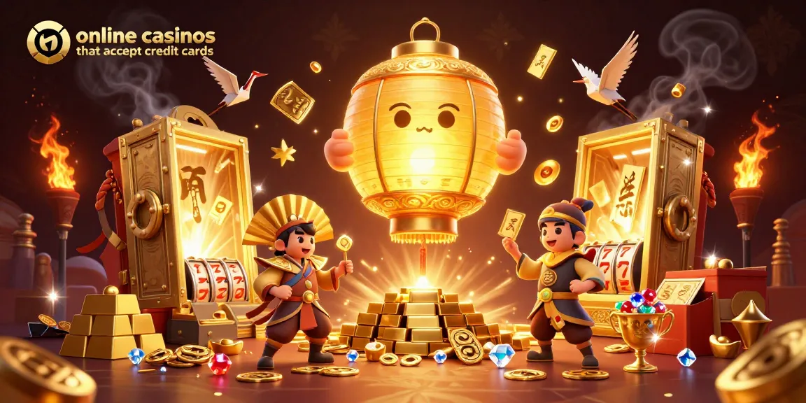 Experience the magic of online casinos that accept credit cards with vibrant casino elements and enchanting characters.