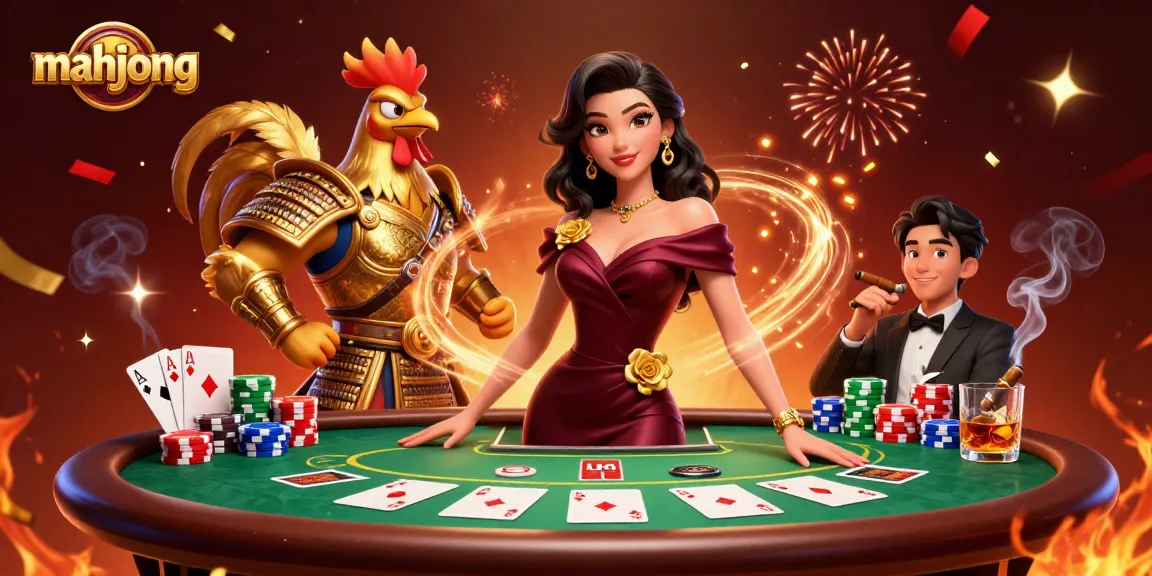 Engage with mahjong gameplay alongside glamorous characters in a vibrant casino scene.