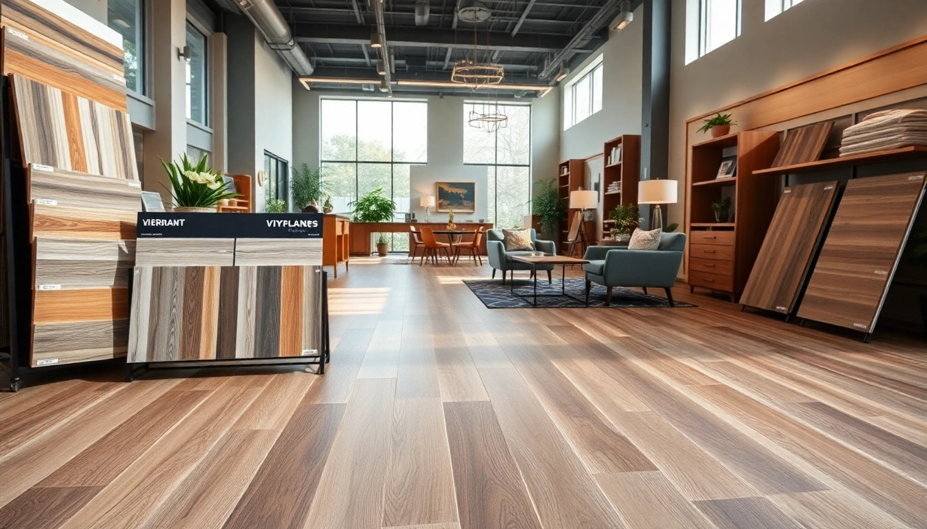 Explore flooring companies near me with a variety of luxury vinyl flooring options and modern showroom settings.