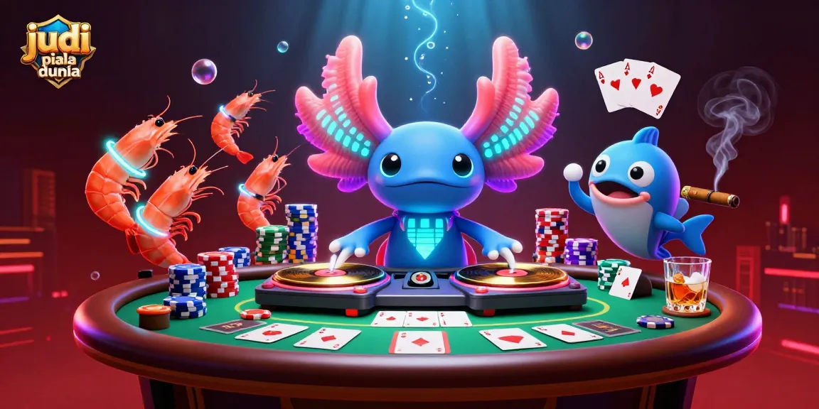 Engage in judi piala dunia while enjoying an immersive 3D illustration with colorful casino elements.