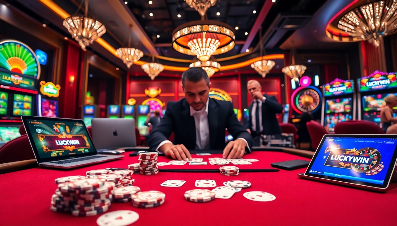 Experience high-stakes excitement at Luckywin's luxurious casino tables.