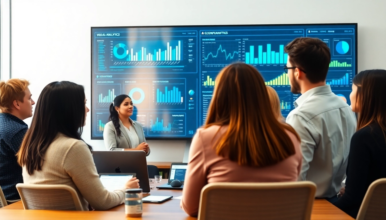 Collaborative team analyzing AI for competitive intelligence insights in a modern workspace.
