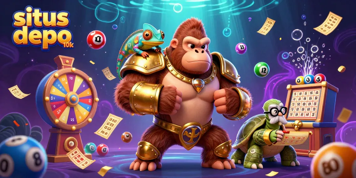 Engage with the exciting gameplay at situs depo 10k featuring a dynamic scene with colorful game elements and animated characters.