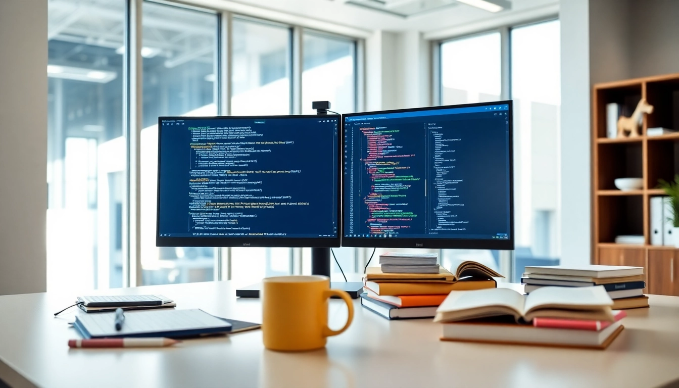 Showcasing a test automation tool in a modern workspace, highlighting code and test results.