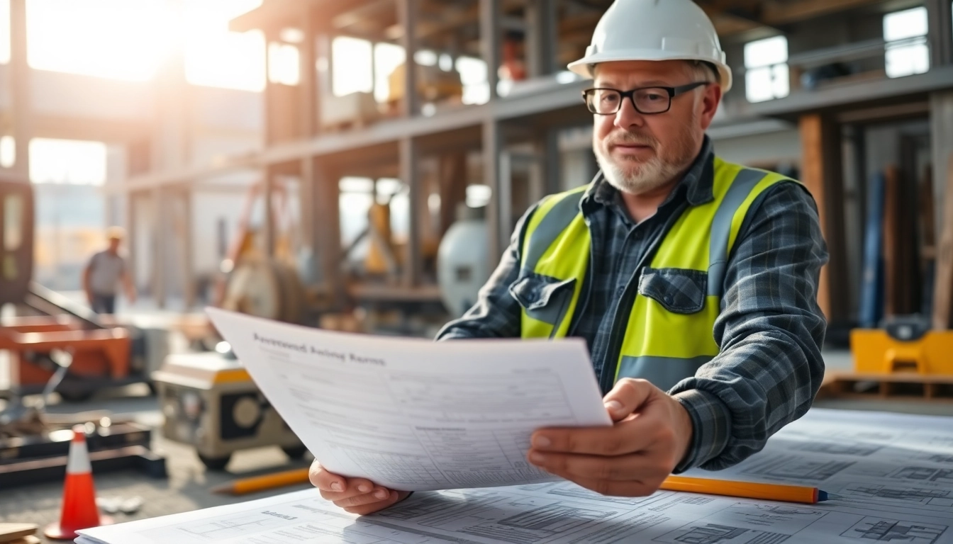 DAS 142 form review by a contractor at a construction site showcasing important project details.