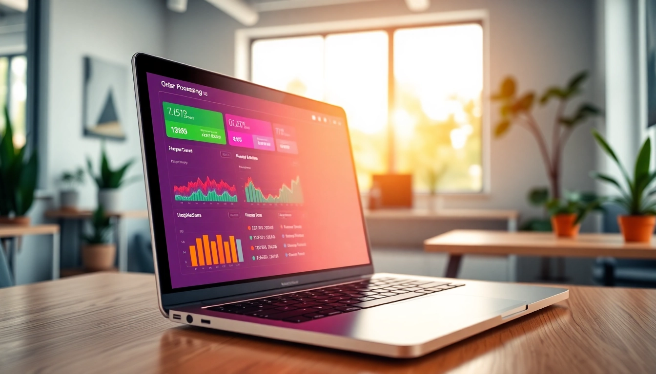 Efficient order processing software dashboard on a modern laptop illustrating streamlined workflow.