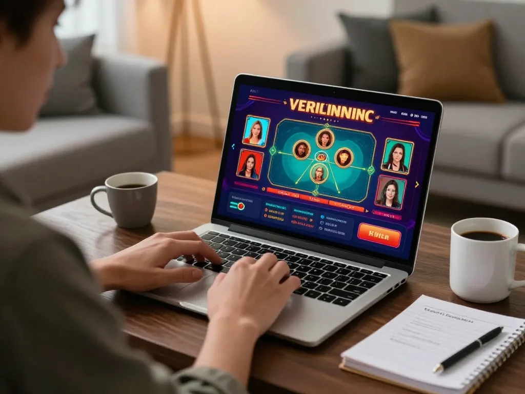 TT88 player enjoying online casino gaming with live dealer on laptop at home