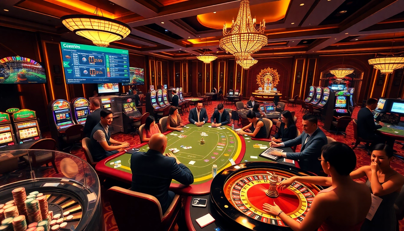 Eager gamblers at https://lode88uk.com/ enjoying a vibrant casino atmosphere with engaging games and excitement.