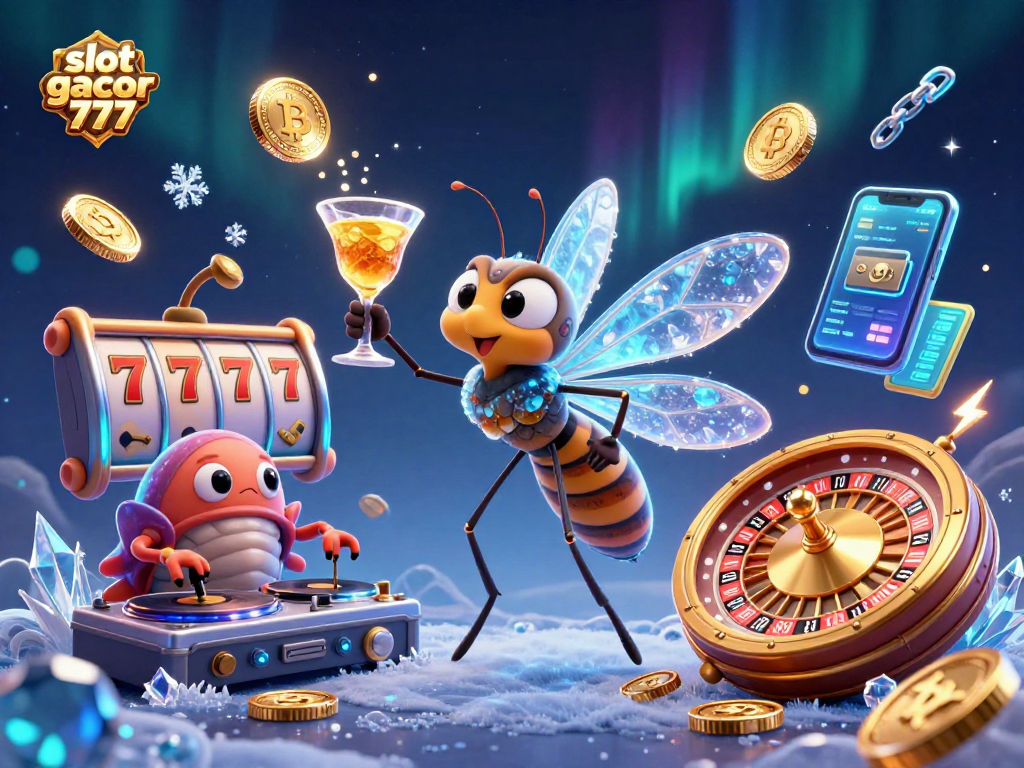 Experience thrilling wins with slot gacor 777, featuring vibrant casino elements and dynamic characters in a captivating scene.