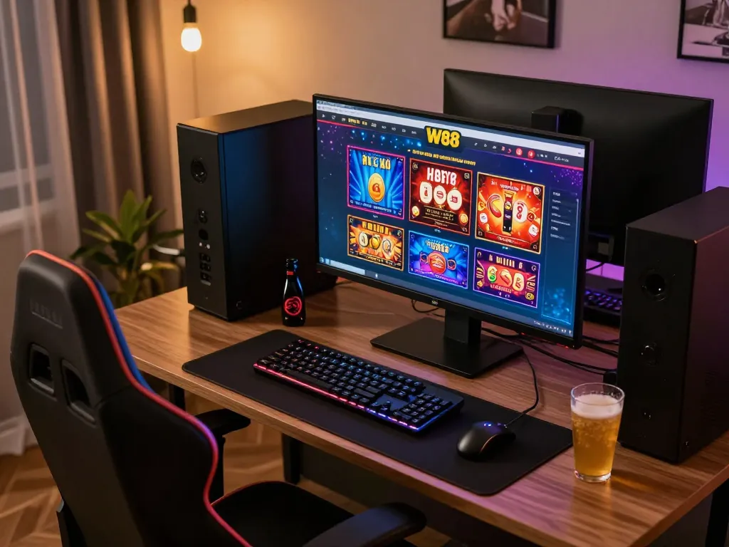 Engaging online gaming scene with W88 interface showcasing vibrant casino games.