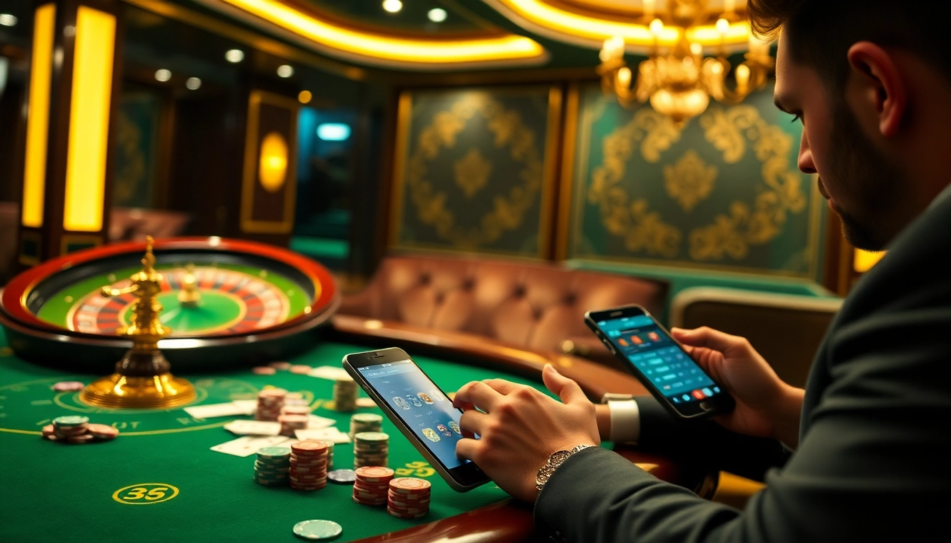 Engaging users in sbobet login at a luxurious casino with vibrant gaming elements.
