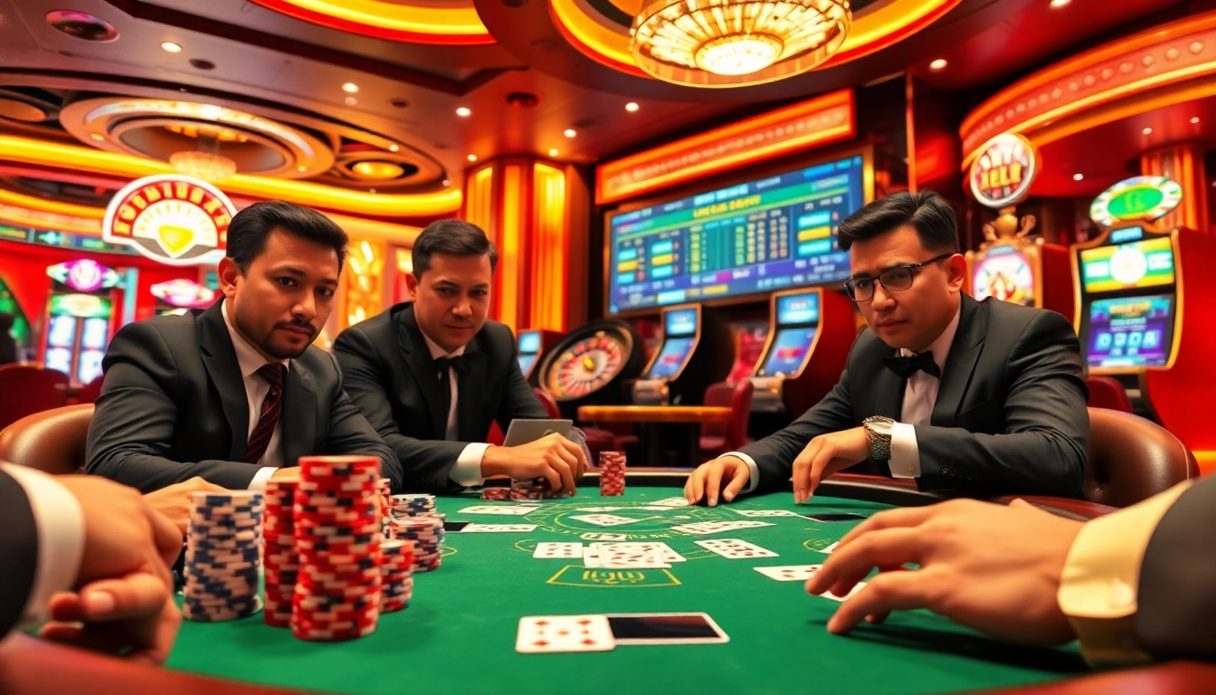 sbobet poker players compete fiercely at a high-stakes table in a luxurious casino setting