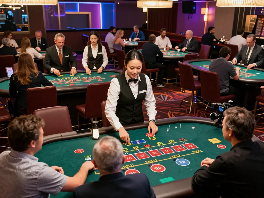 Players enjoying action at king33 live casino tables, showcasing an exciting gaming atmosphere.