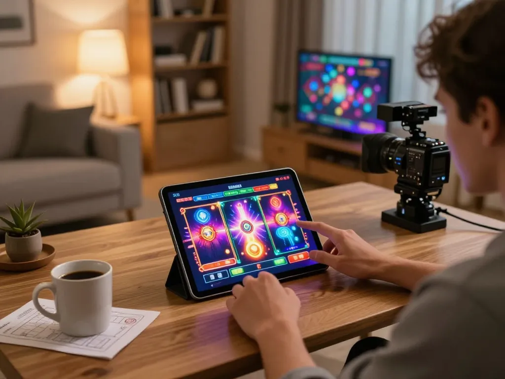 Player enjoying slots on sites not on gamstop in a cozy home environment