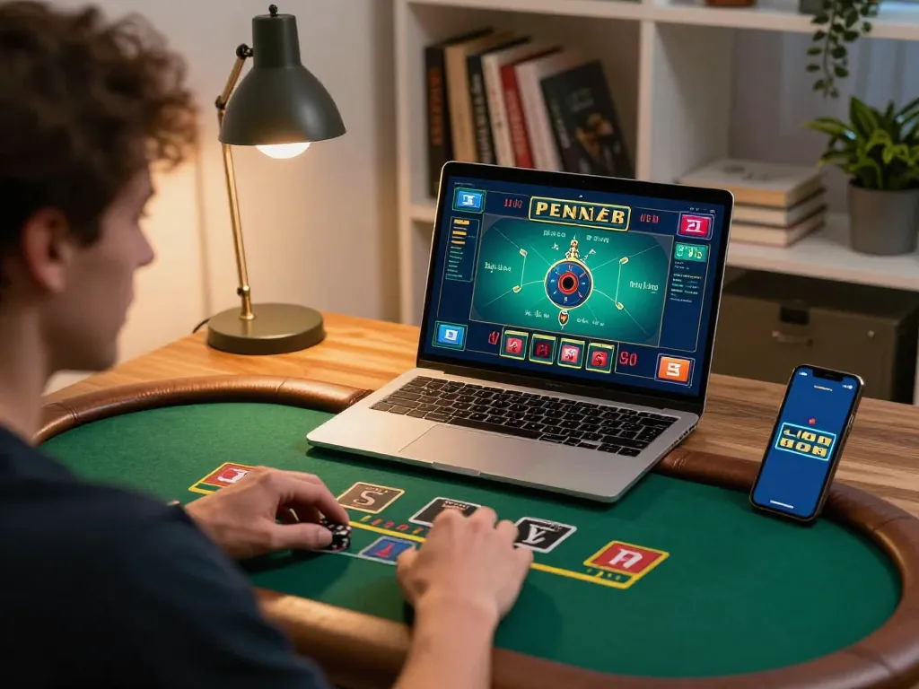 Engaged player strategizing at the best widget store online gaming session, live dealer blackjack on laptop screen