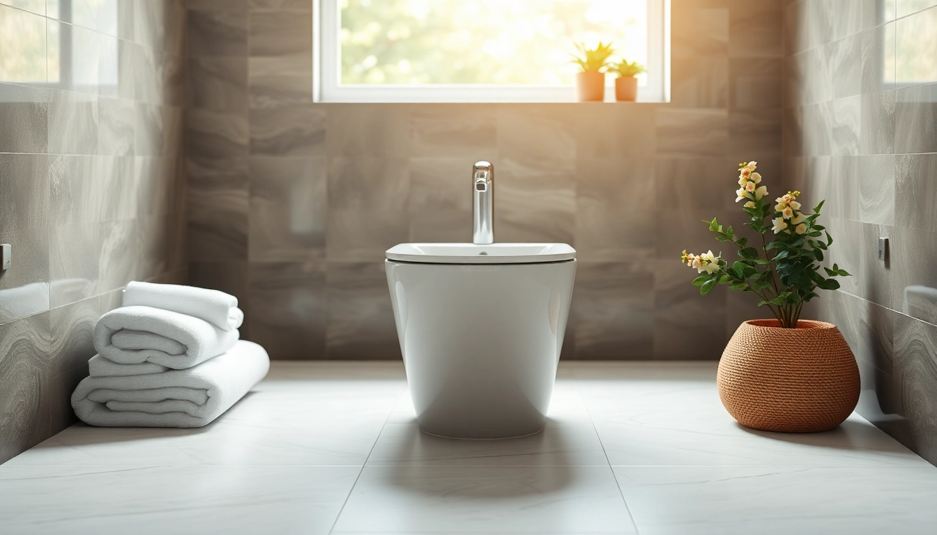 Bidet elegante in un bagno moderno con dettagli accattivanti e atmosfera luminosa.